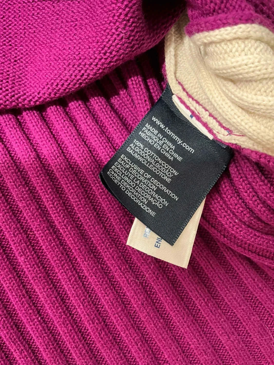 Pull Tommy Hilfiger col boutonné Femme L 100% Coton violet – photo 6